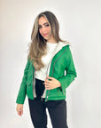 Hooded Leather Jacket Green