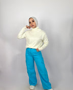 Wide Cargo Denim Pants True Blue