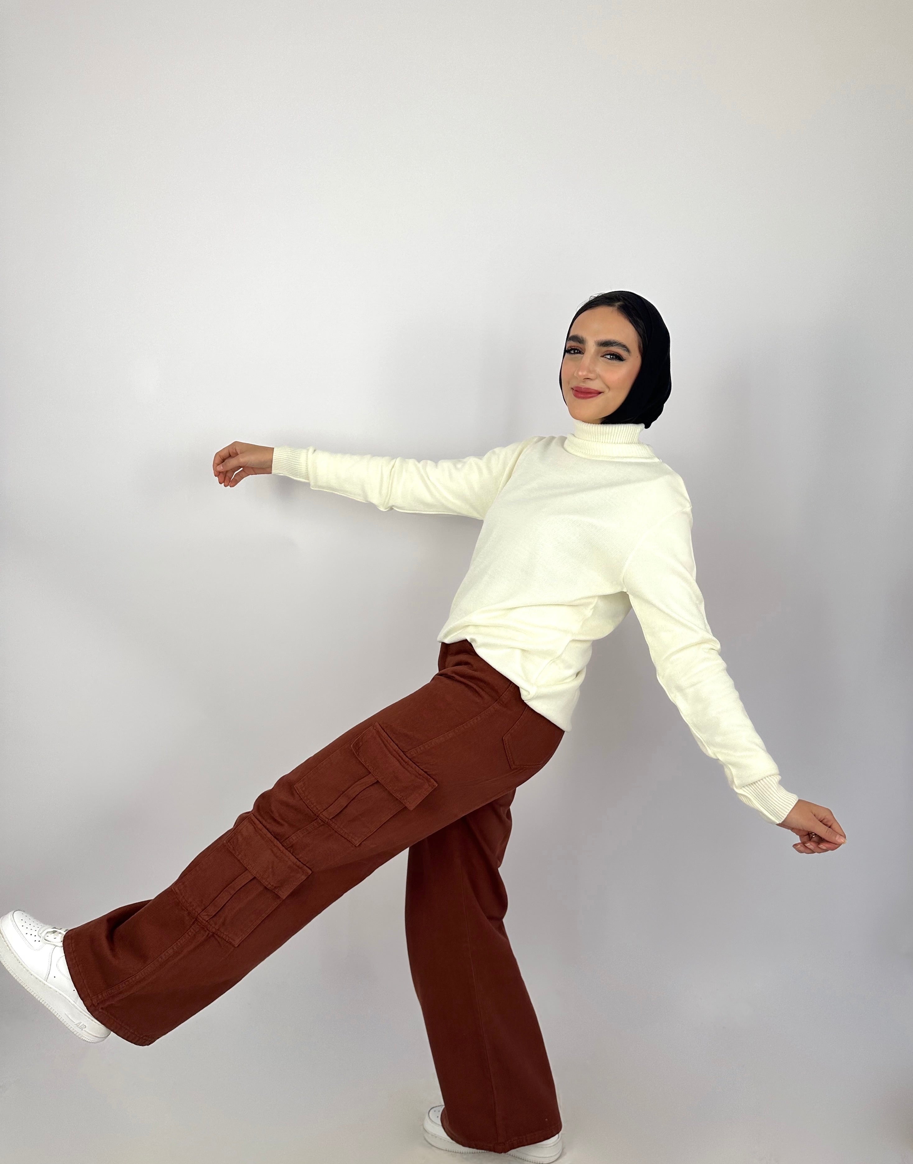 Wide Cargo Denim Pants Maple
