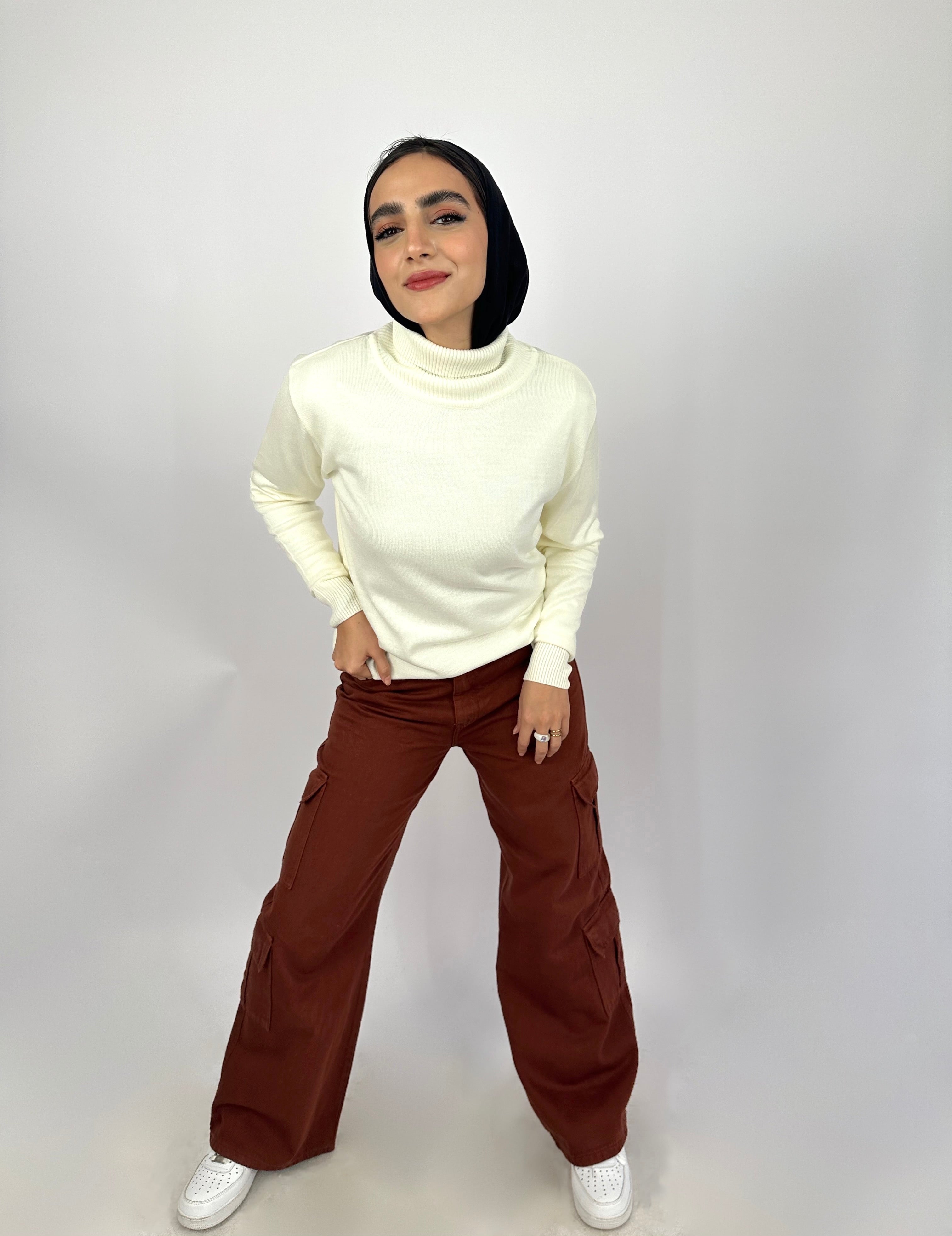 Wide Cargo Denim Pants Maple