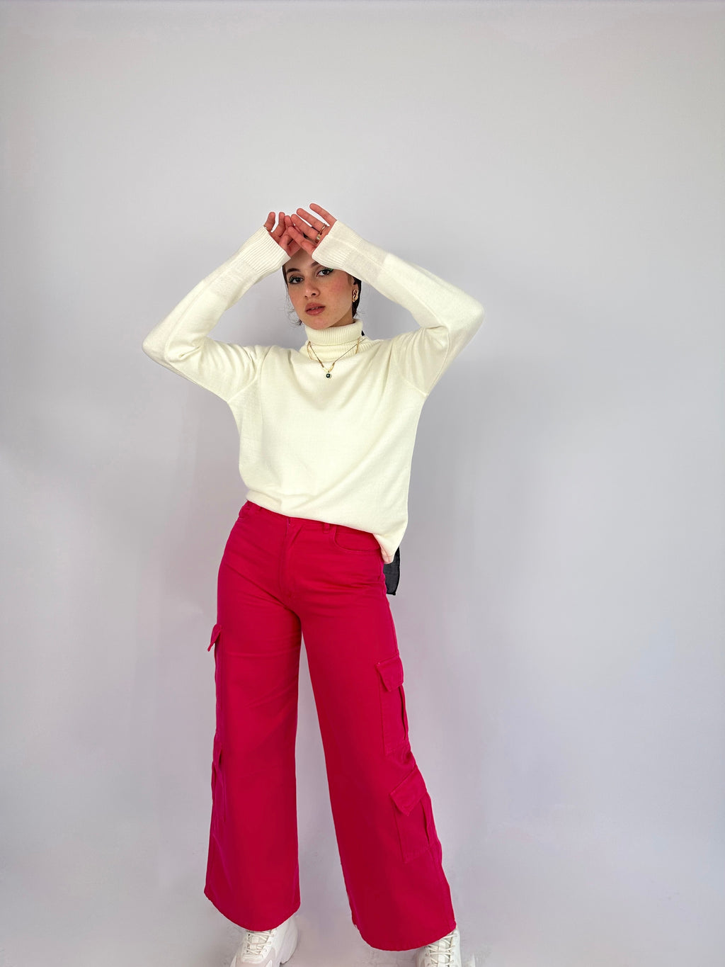 Wide Cargo Denim Pants Hot Gum