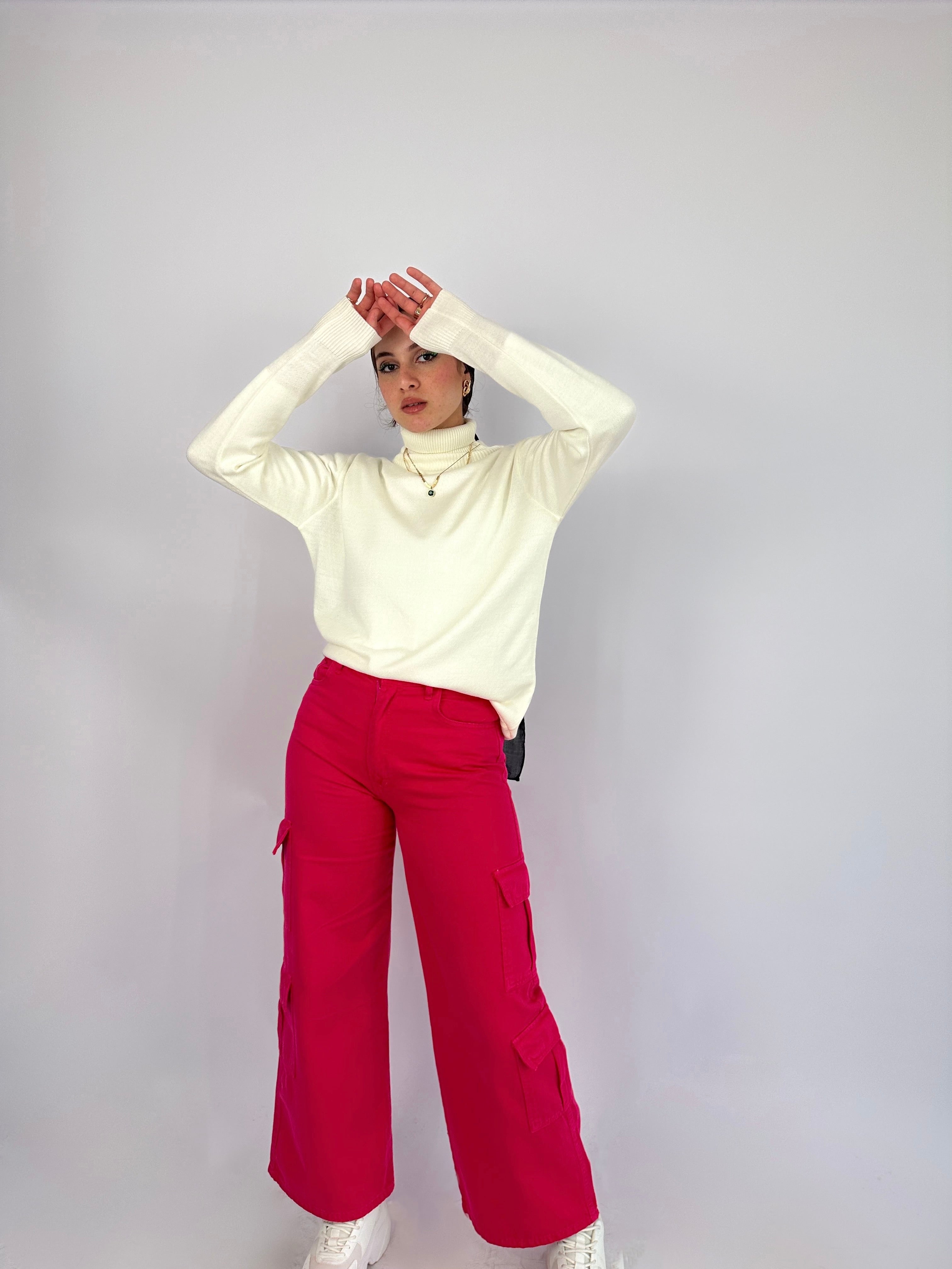 Wide Cargo Denim Pants Hot Gum