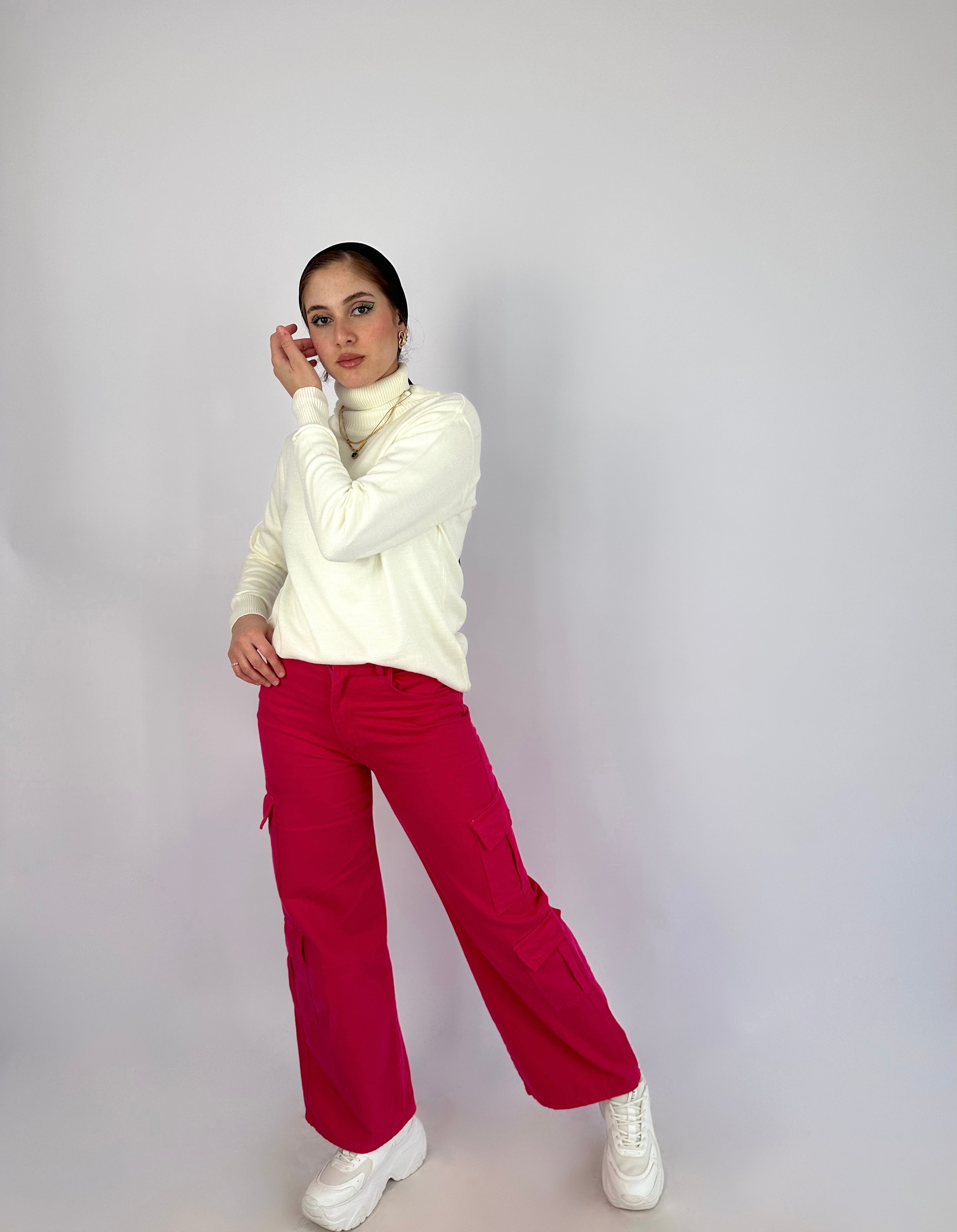 Wide Cargo Denim Pants Hot Gum