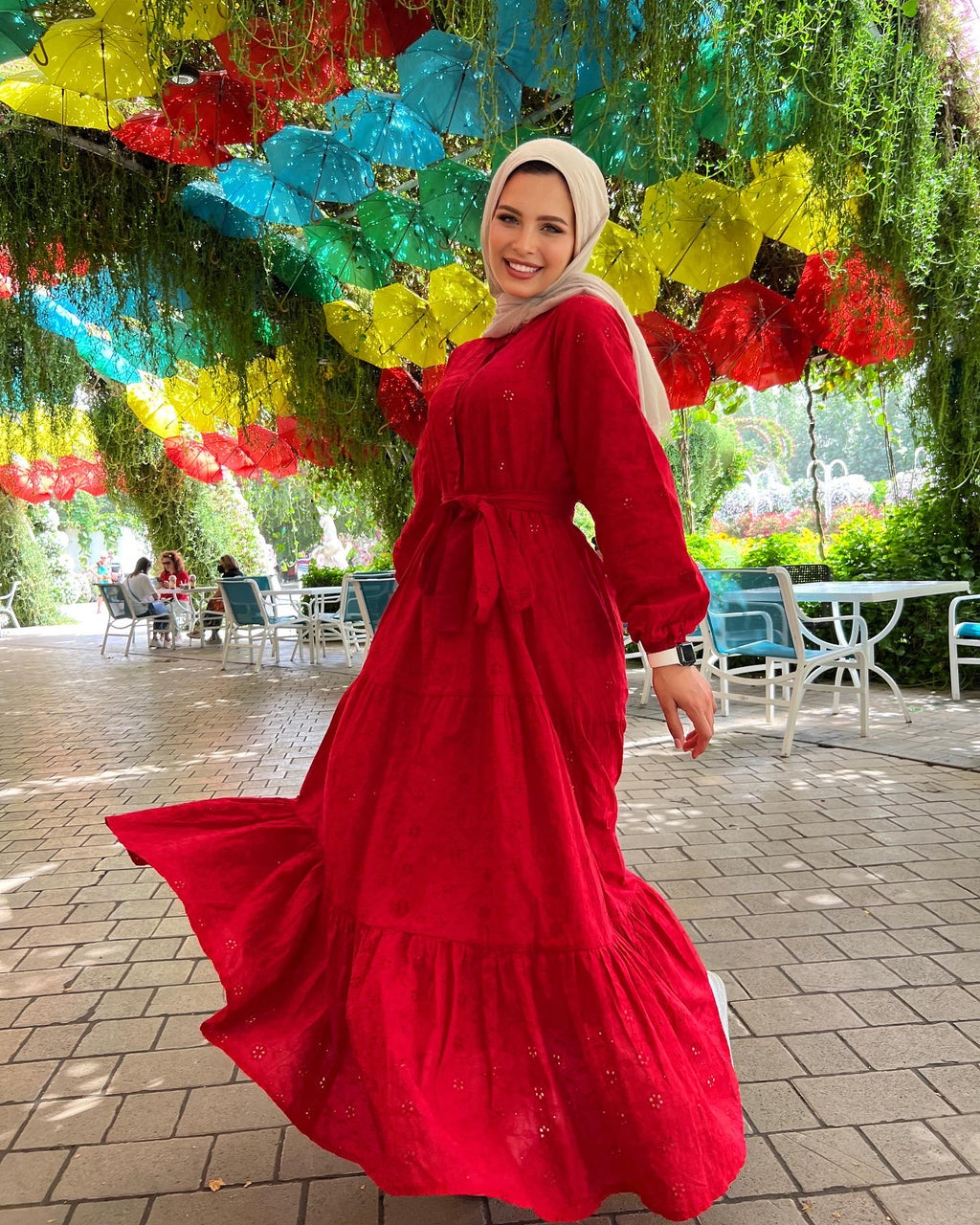 New Cutout Dress Cherry