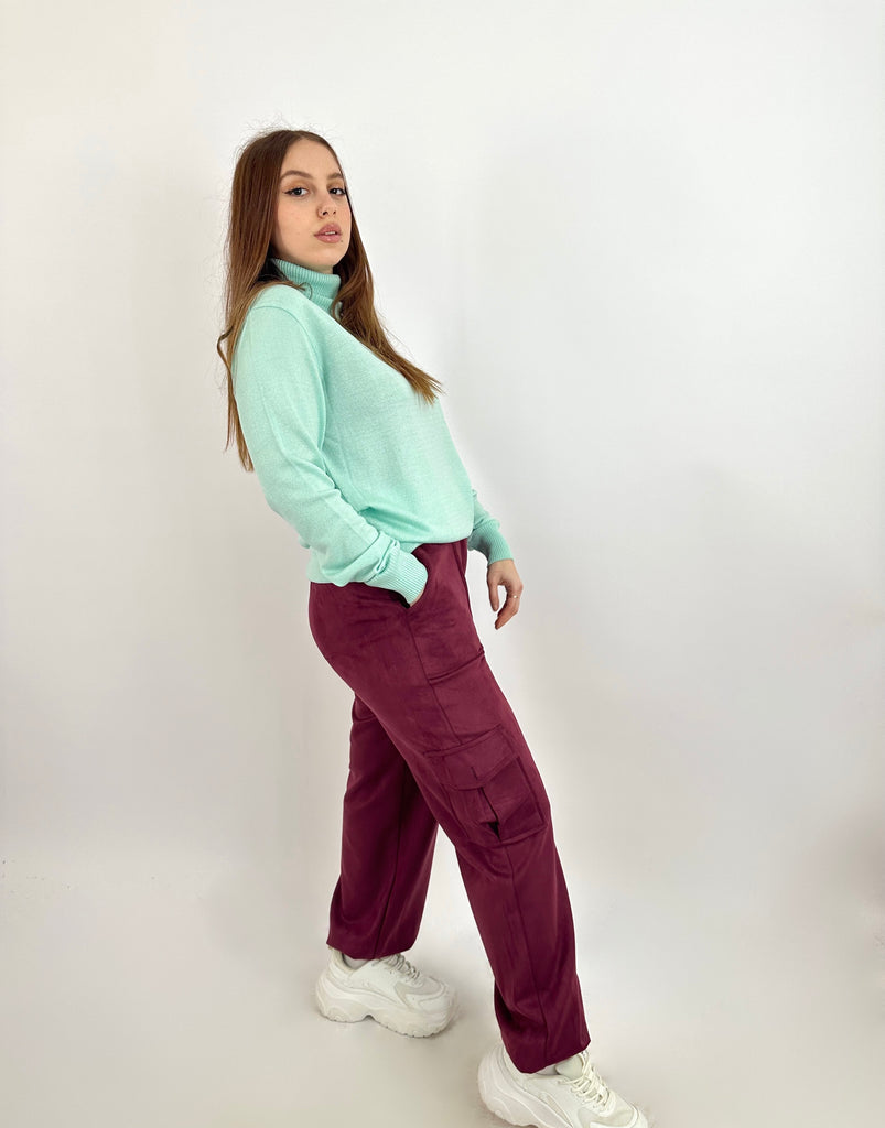 Suede Joggers Pants Plum