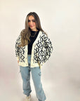 Monogram Cardigan Cream Coal