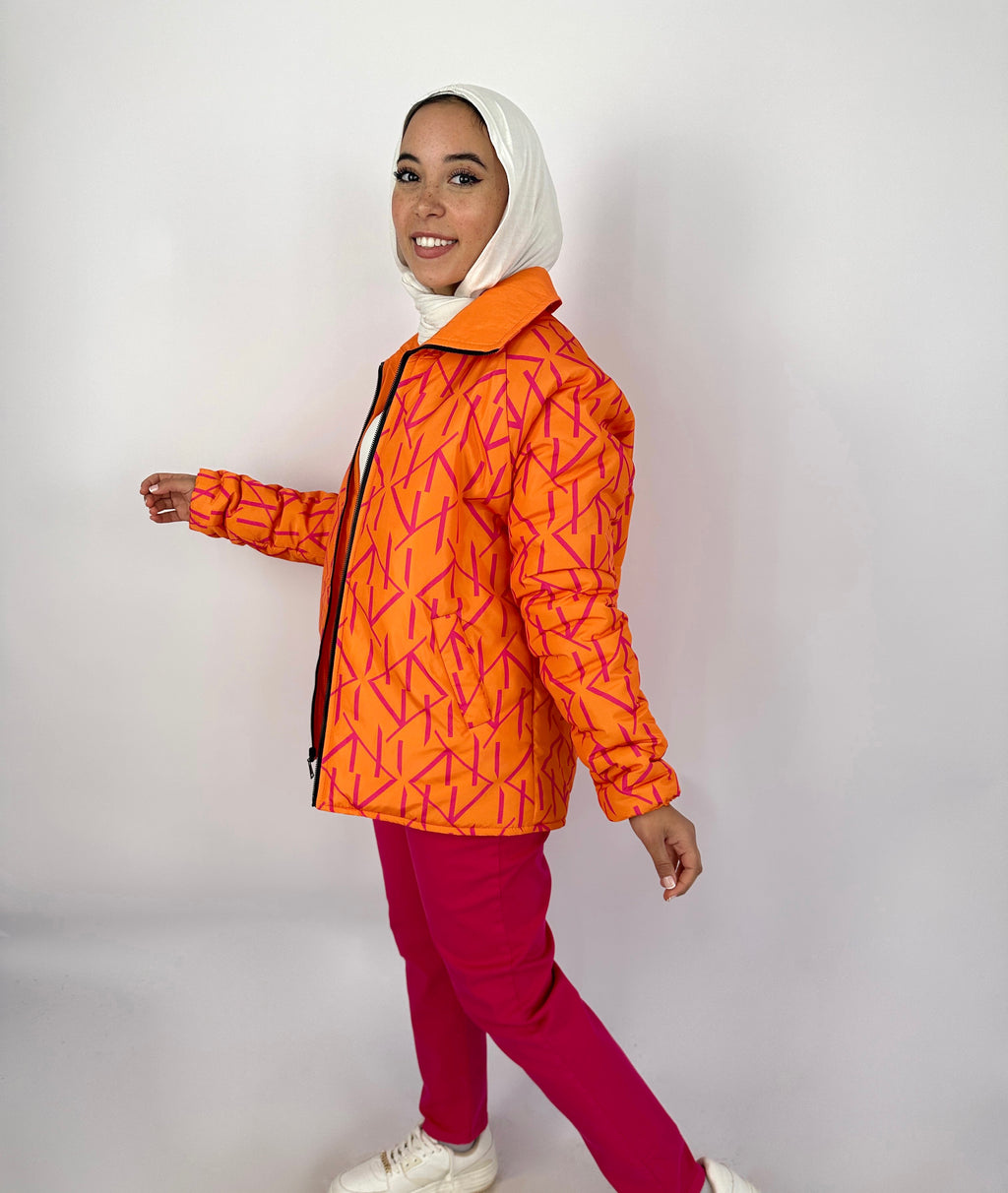 Monogram Puff Waterproof Jacket Peachy Berry
