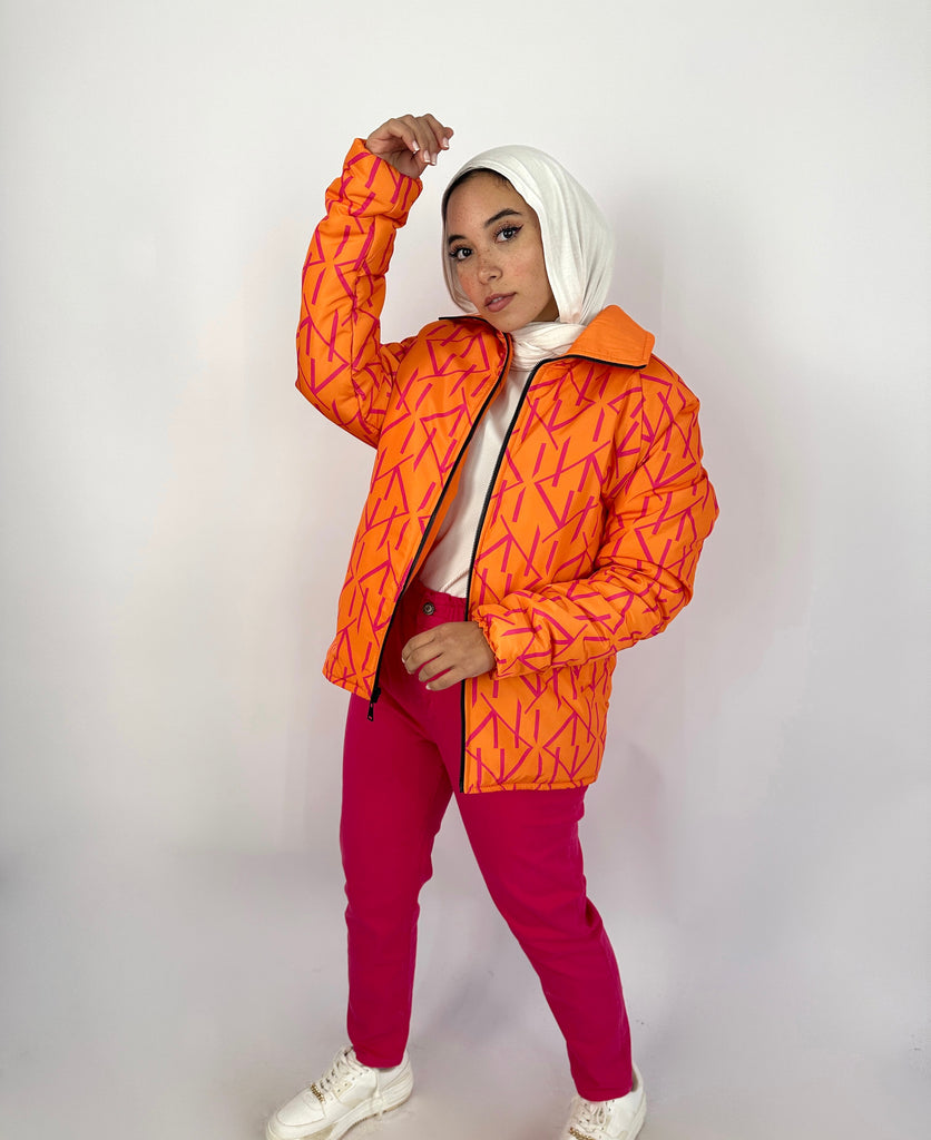 Monogram Puff Waterproof Jacket Peachy Berry