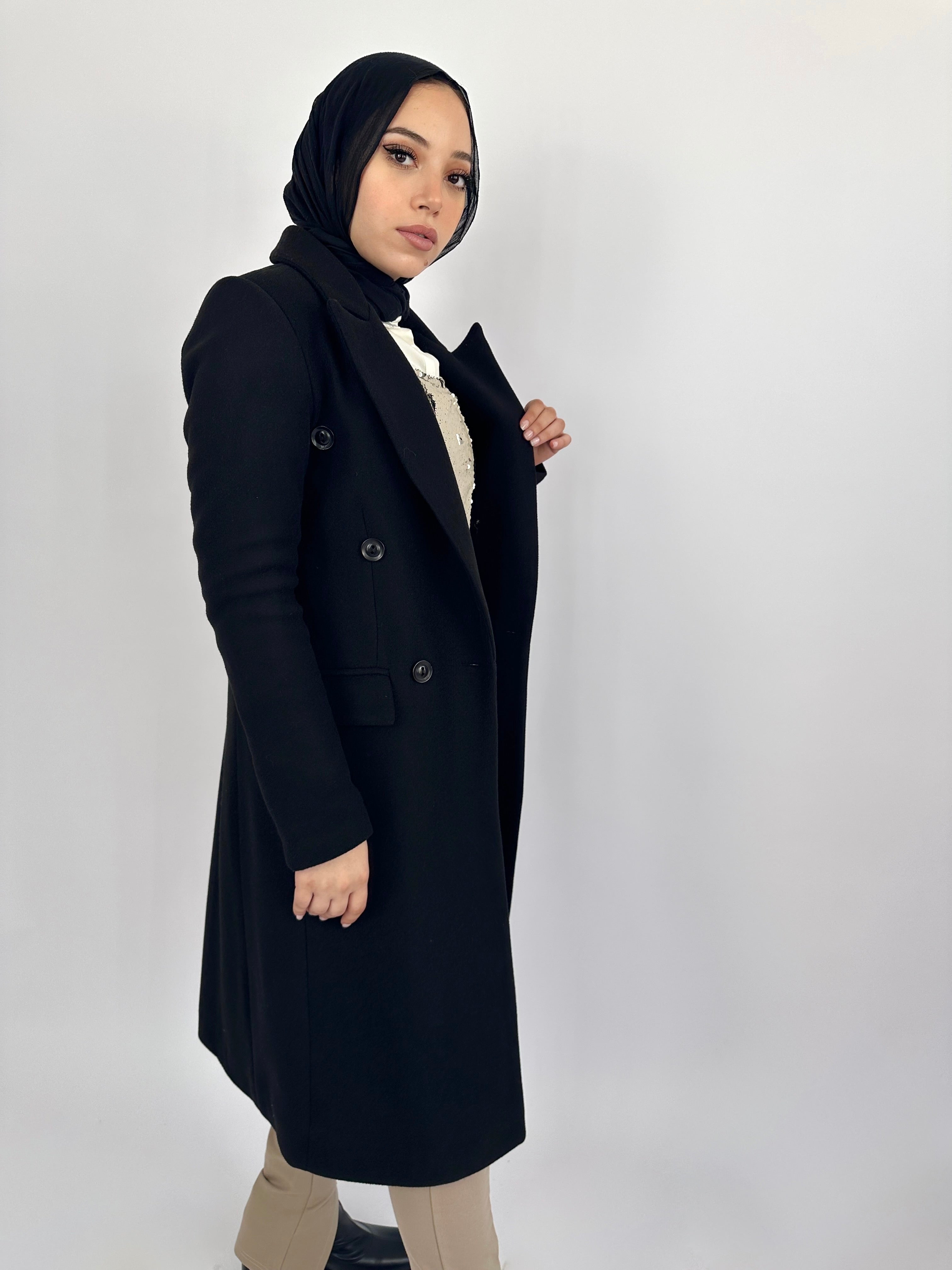 French Curves Coat Black