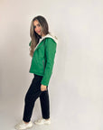 Hooded Leather Jacket Green