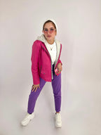 Hooded Leather Jacket Fuchsia