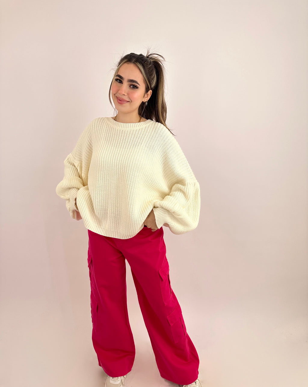 Wide Cargo Denim Pants Hot Gum
