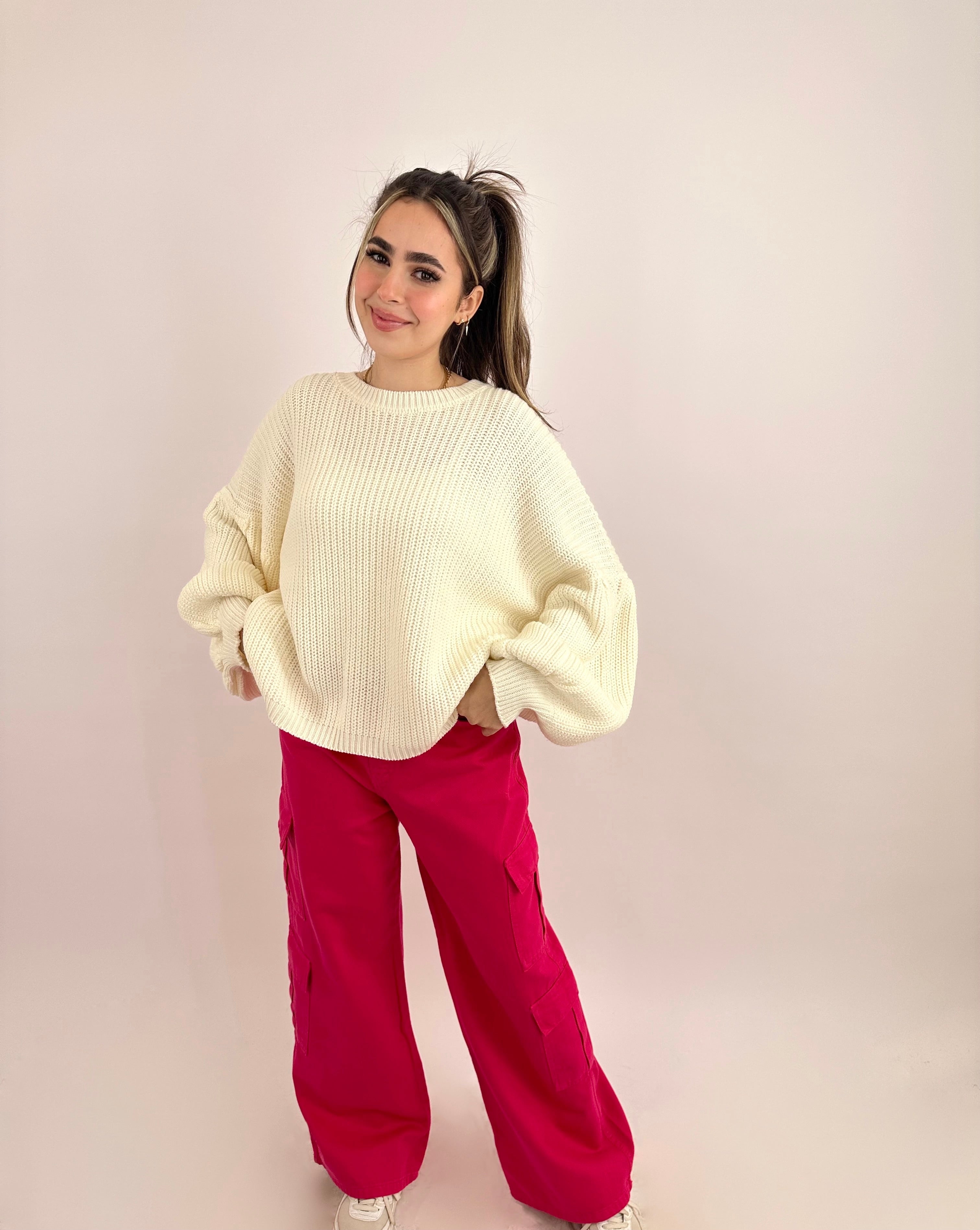 Wide Cargo Denim Pants Hot Gum