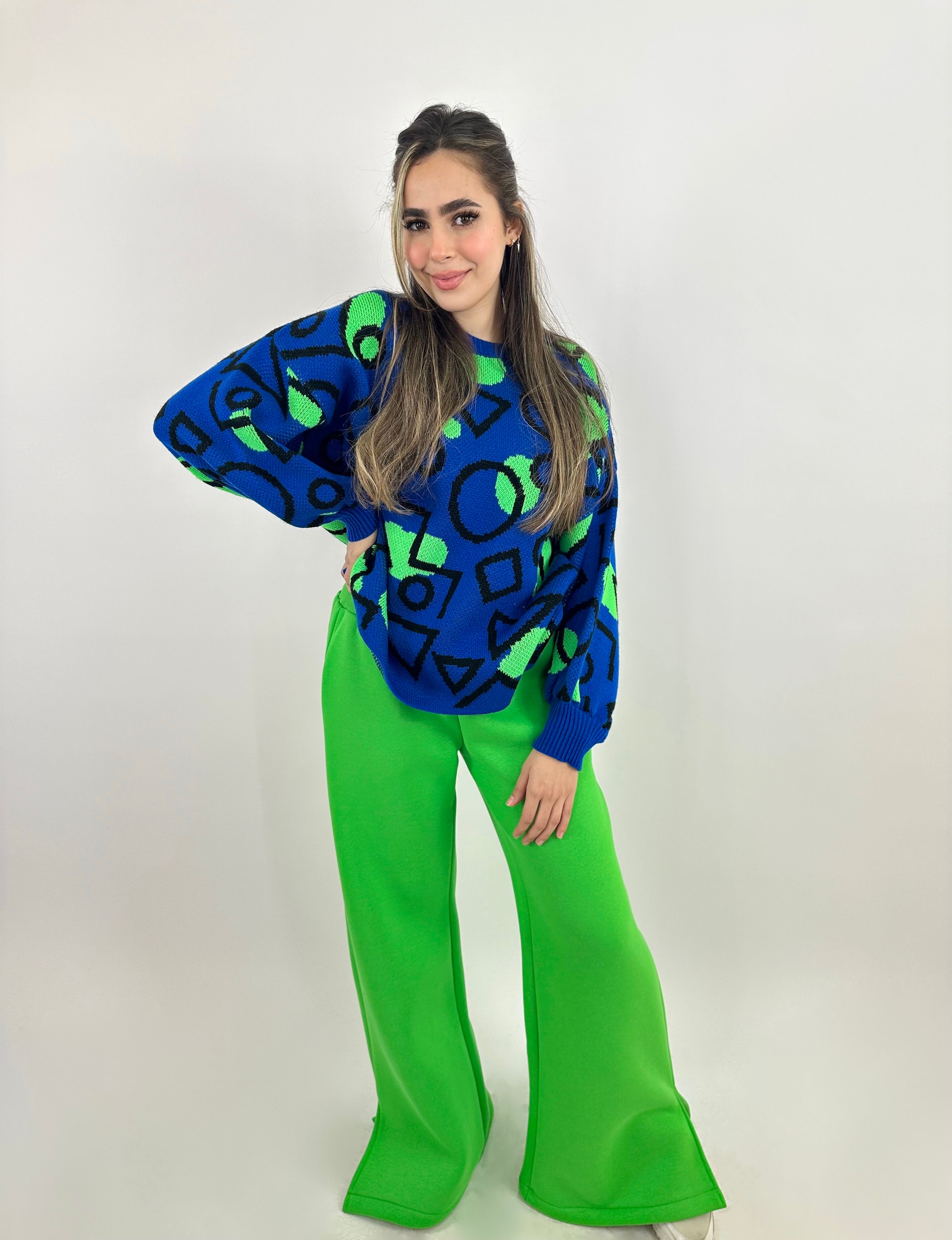 Curvey Split Pants Green