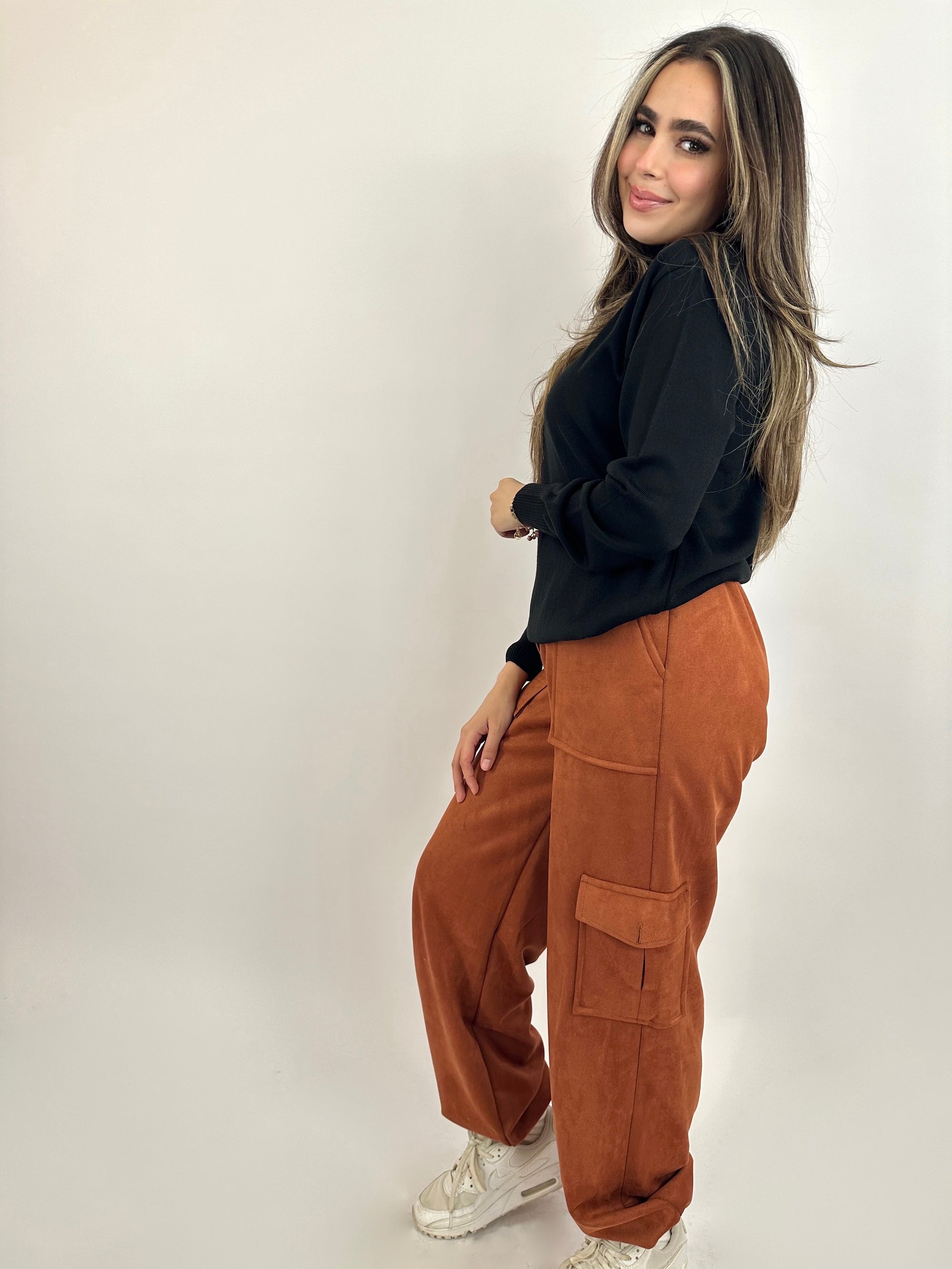 Suede Joggers Pants Carmel