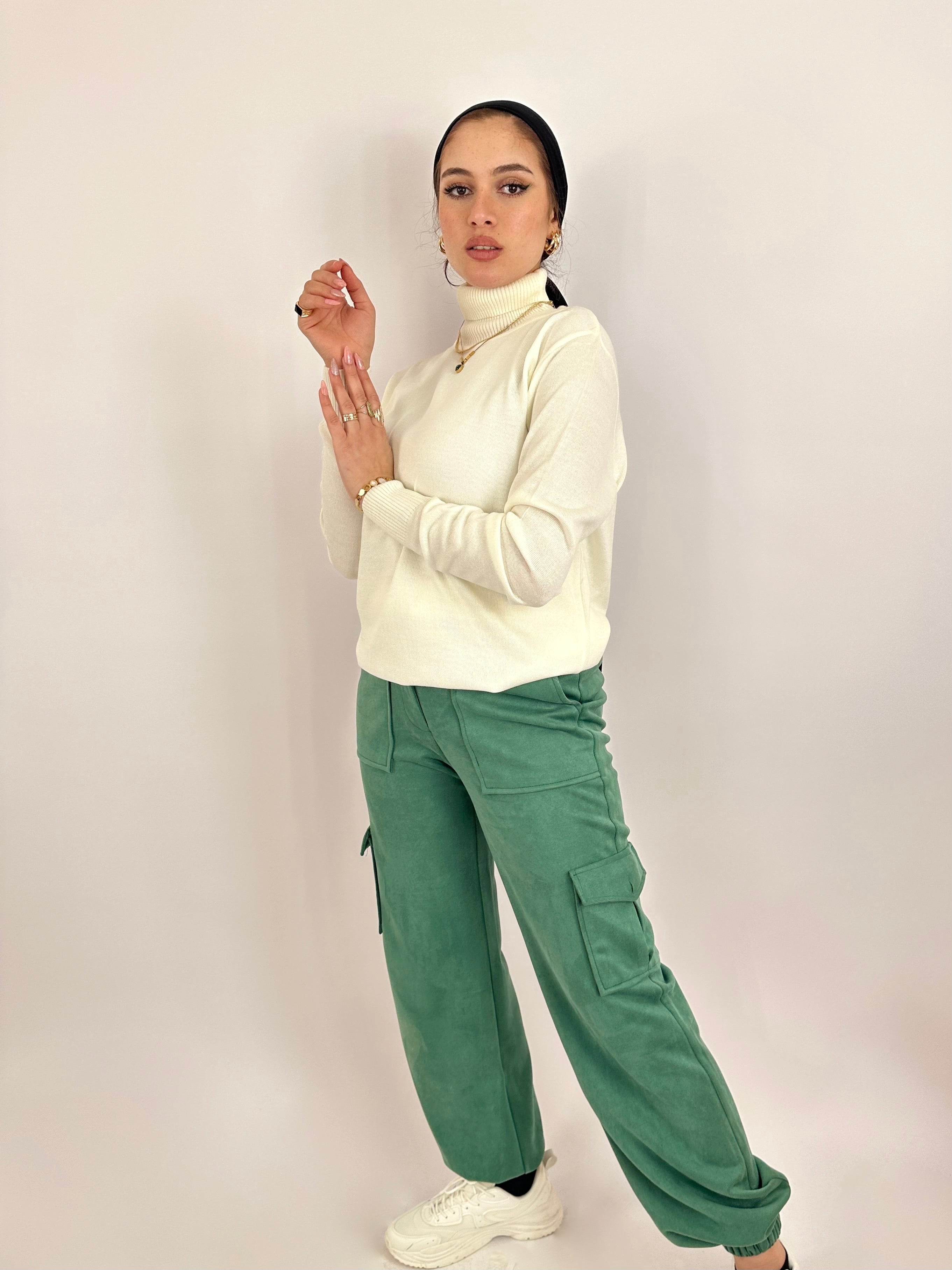 Suede Joggers Pants Green