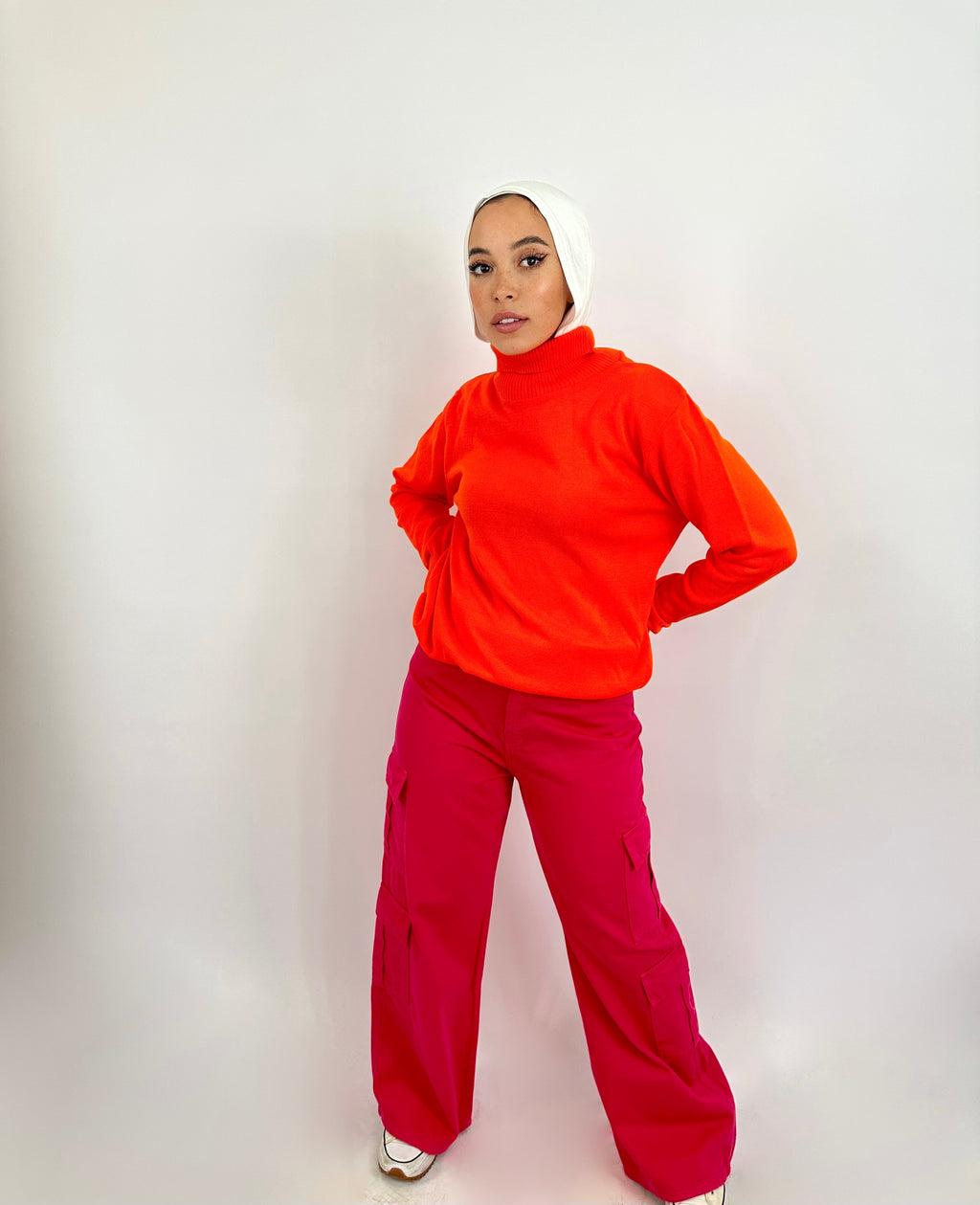 Wide Cargo Denim Pants Hot Gum