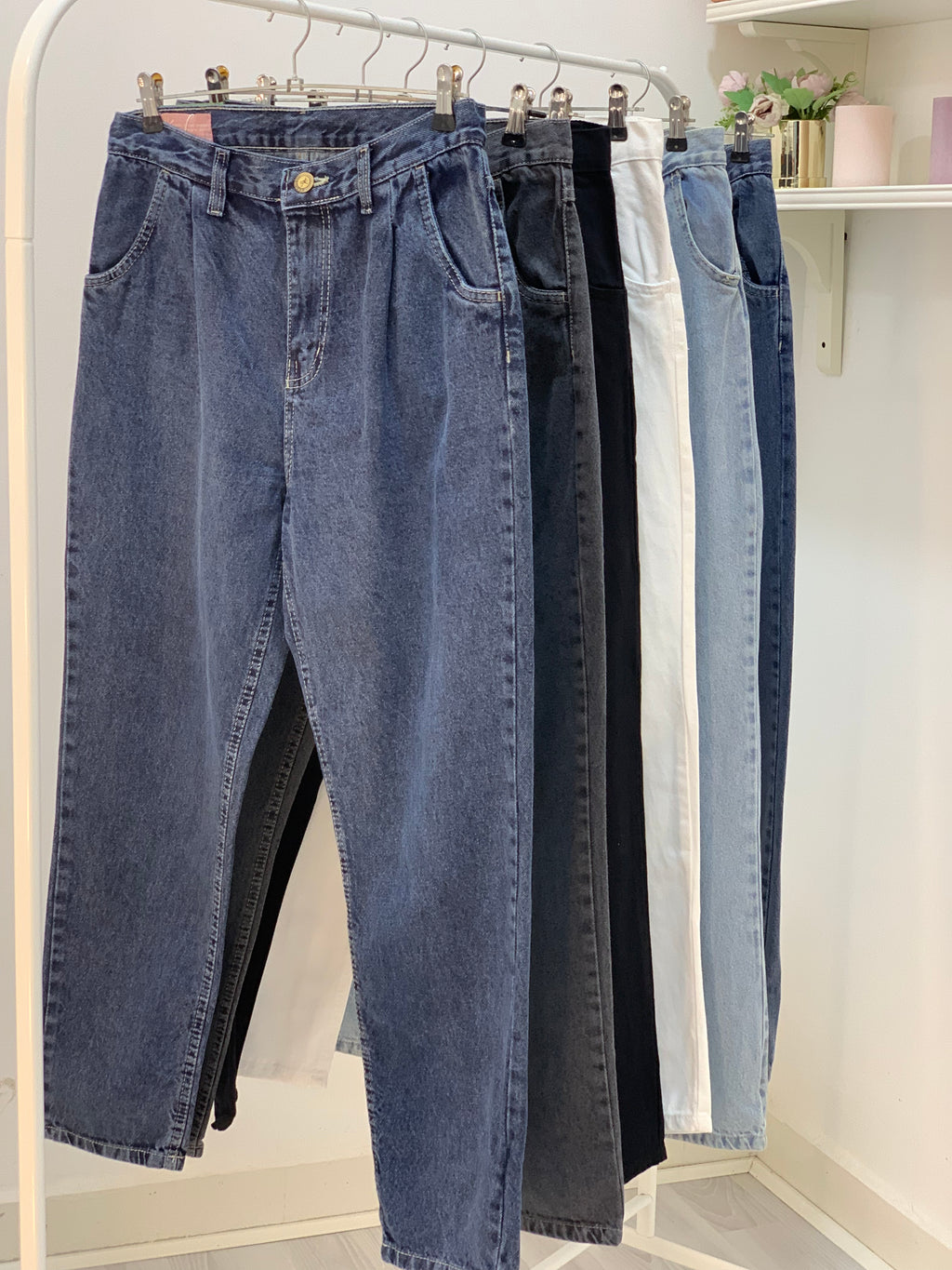New Mom Fit Pants Jeans Acid Wash