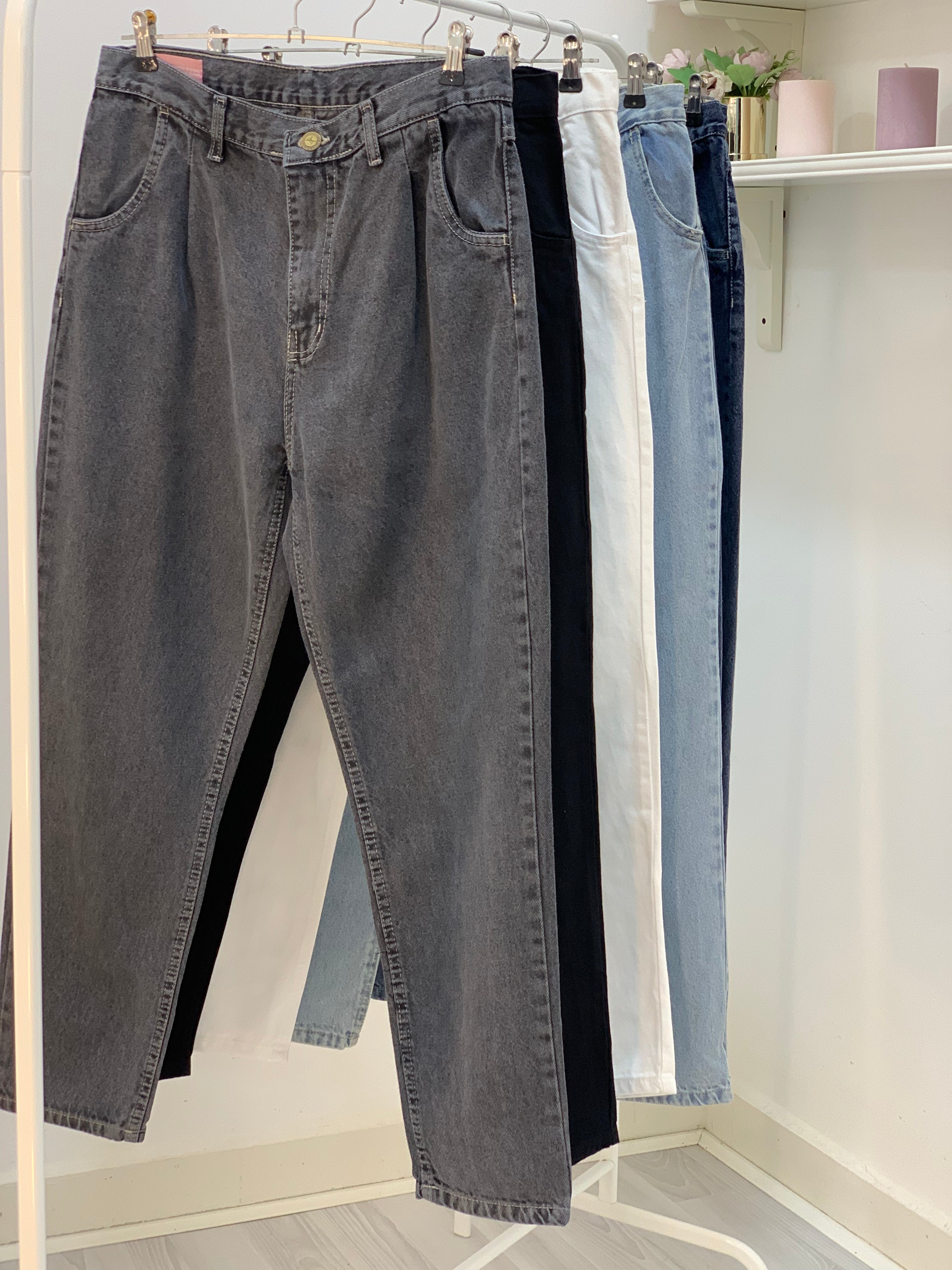 New Mom Fit Jeans Pants Greyish Black