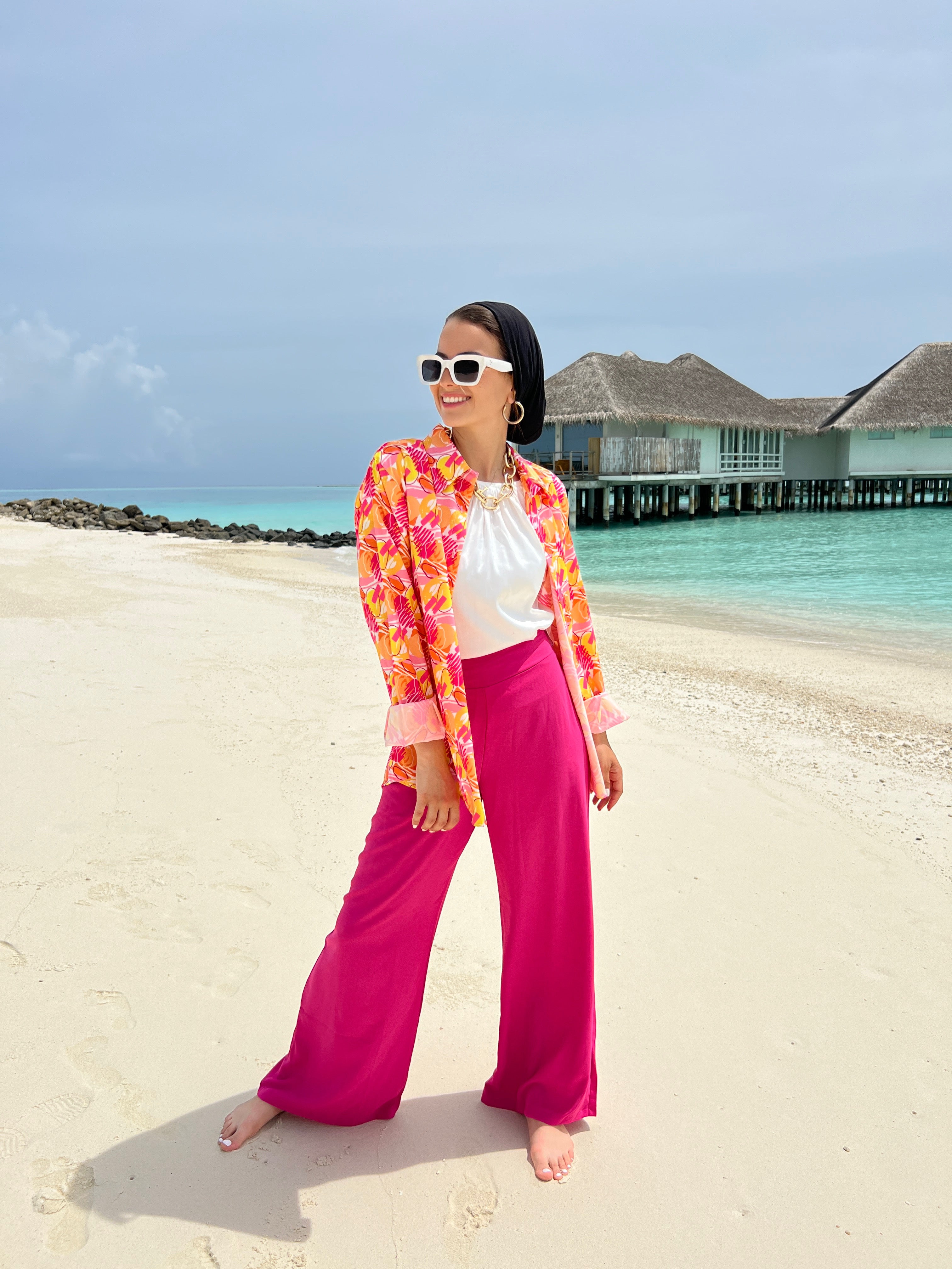New-Wide Pants Hot Pink
