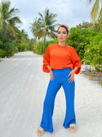 Lin Crush Pants Royal Blue