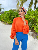 Lin Crush Pants Royal Blue