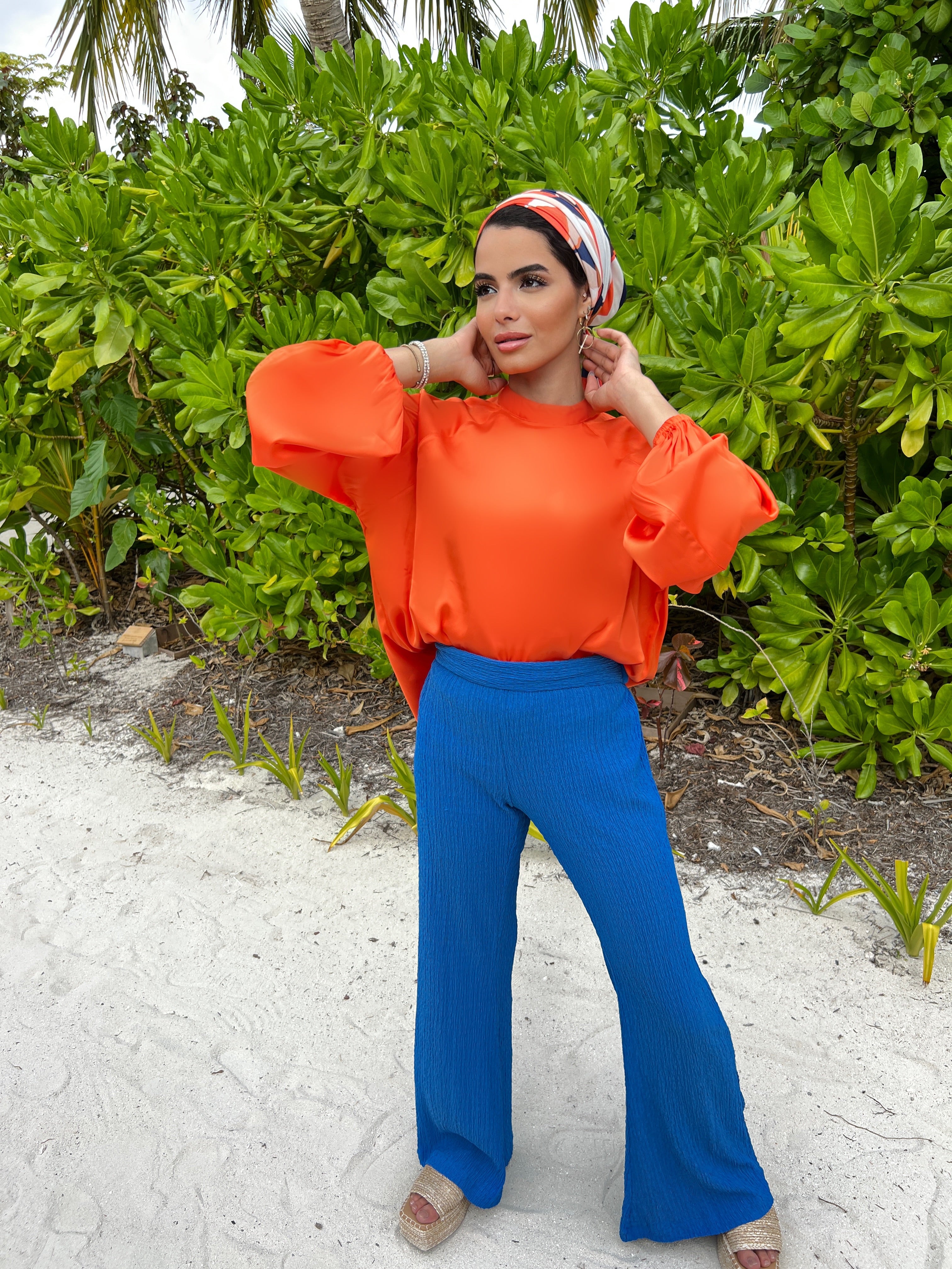 Lin Crush Pants Royal Blue