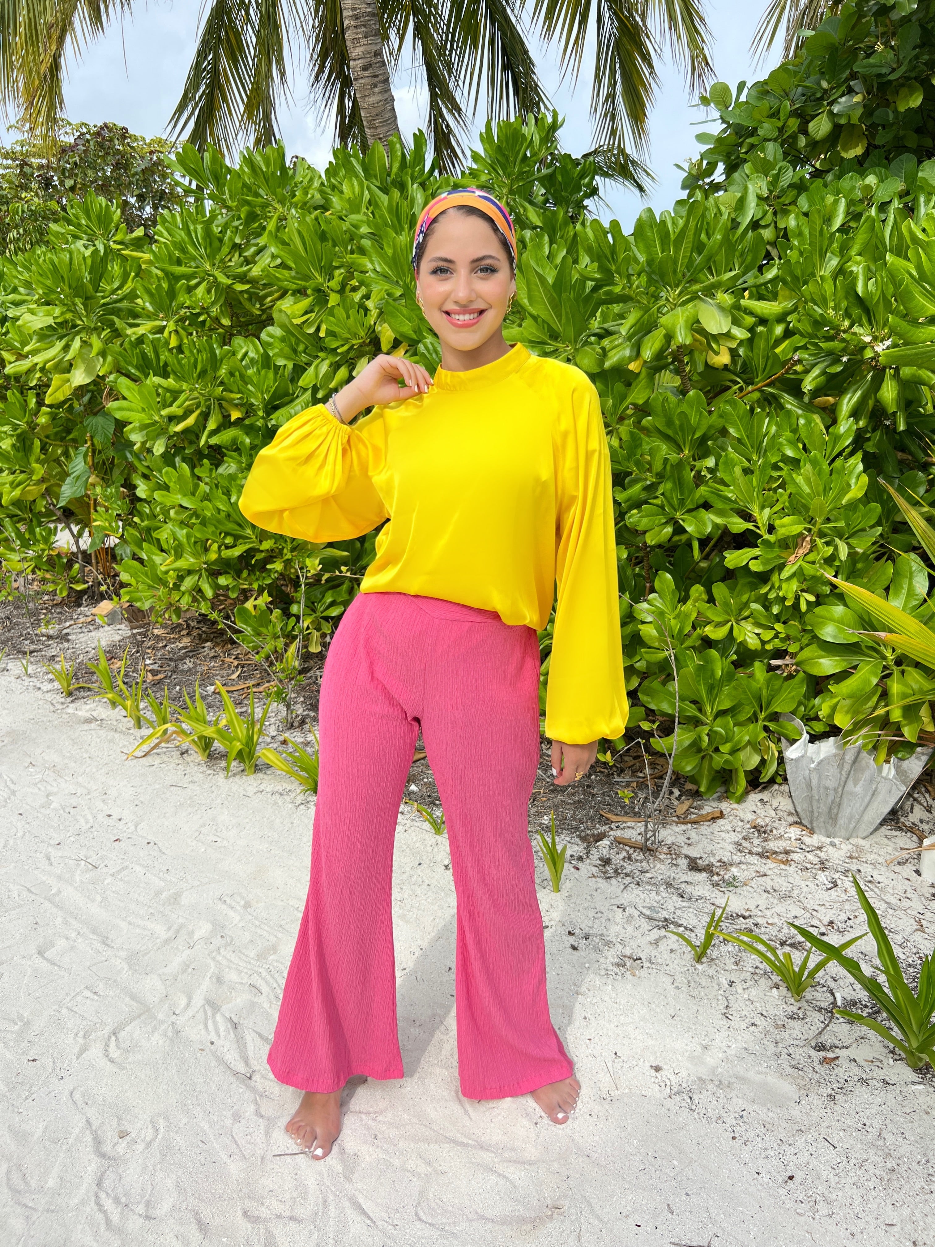 Lin Crush Pants Pink