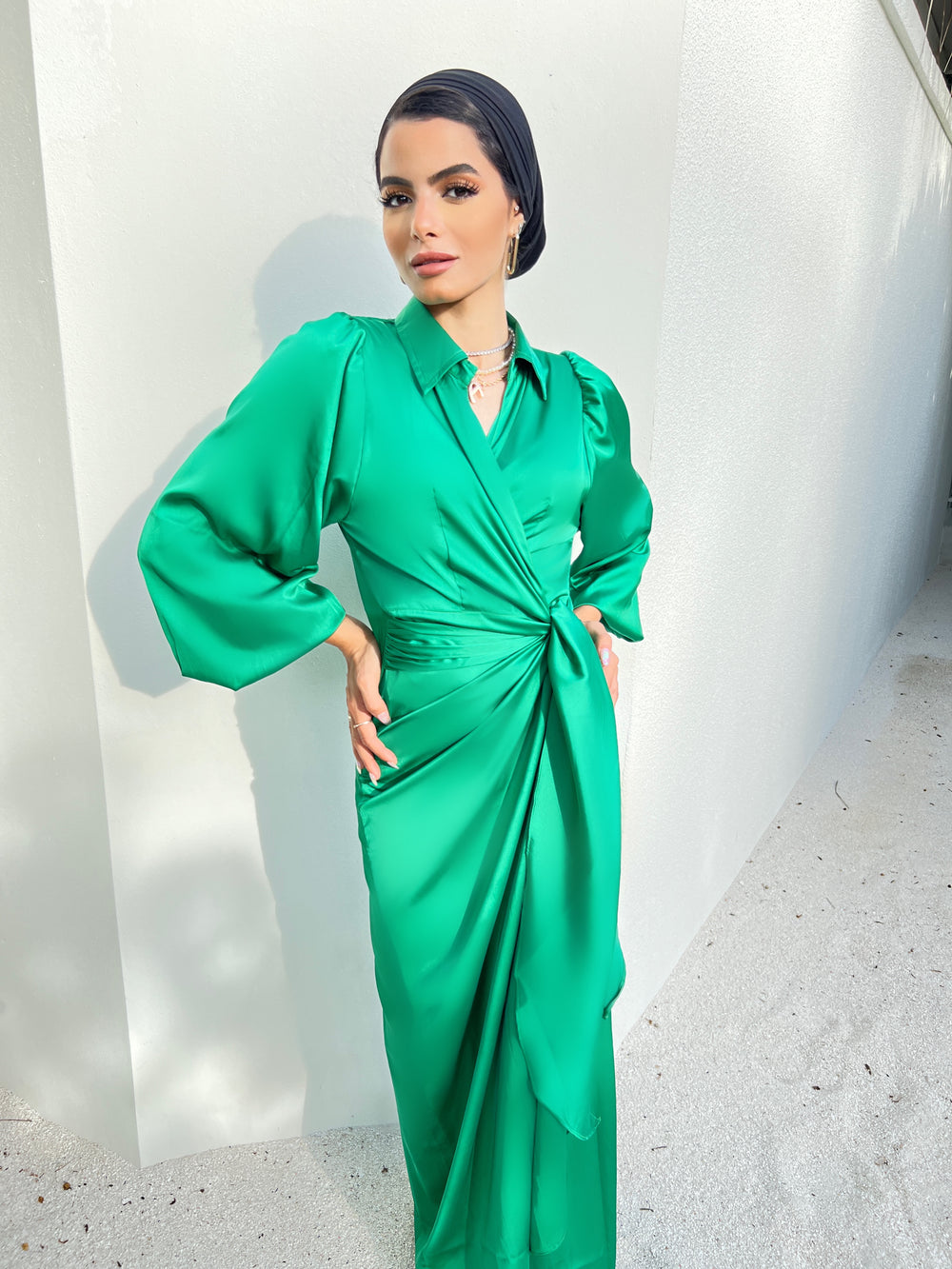 Silky Cardress Dress Green