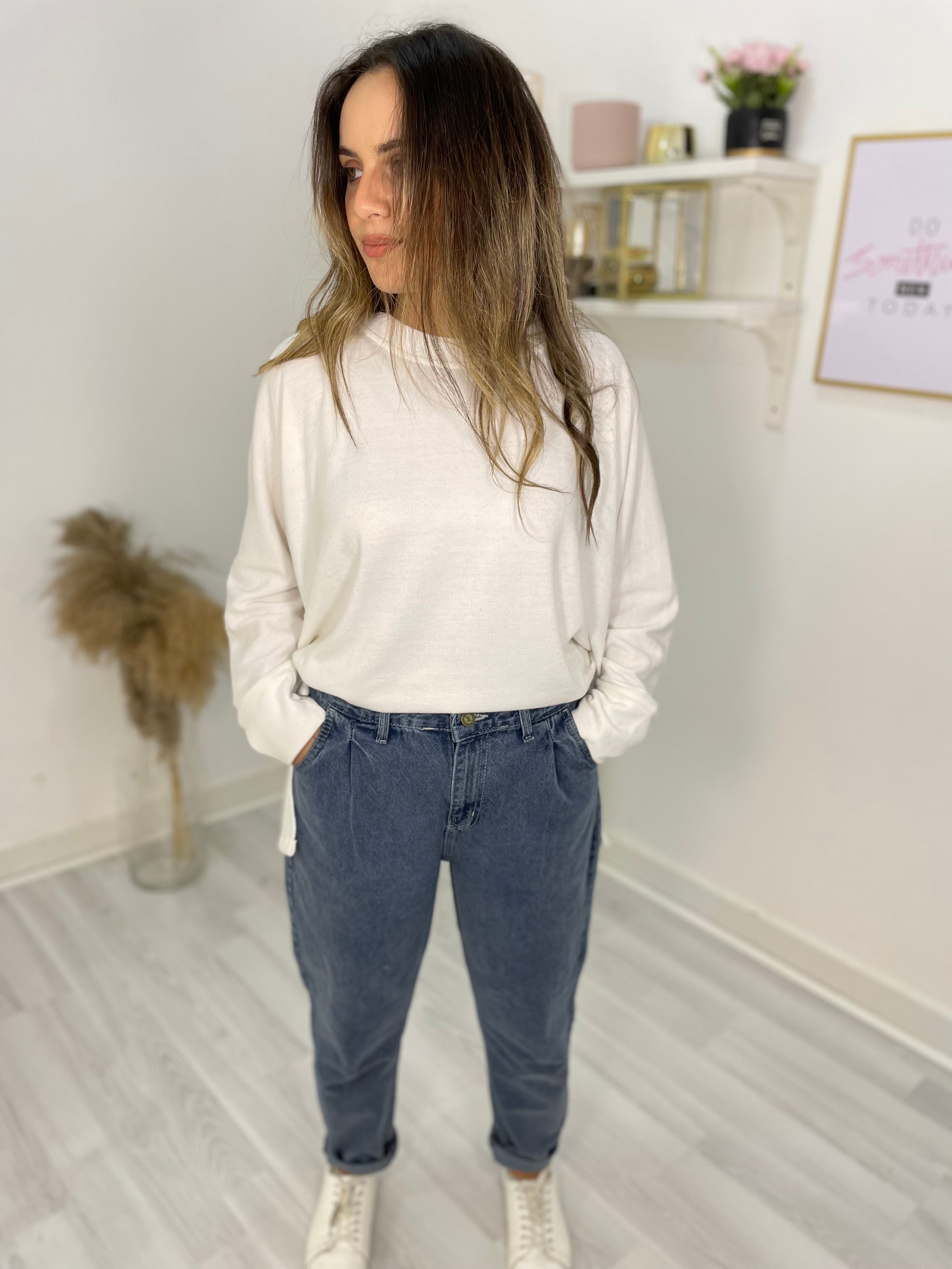 New Mom Fit Pants Jeans Blue