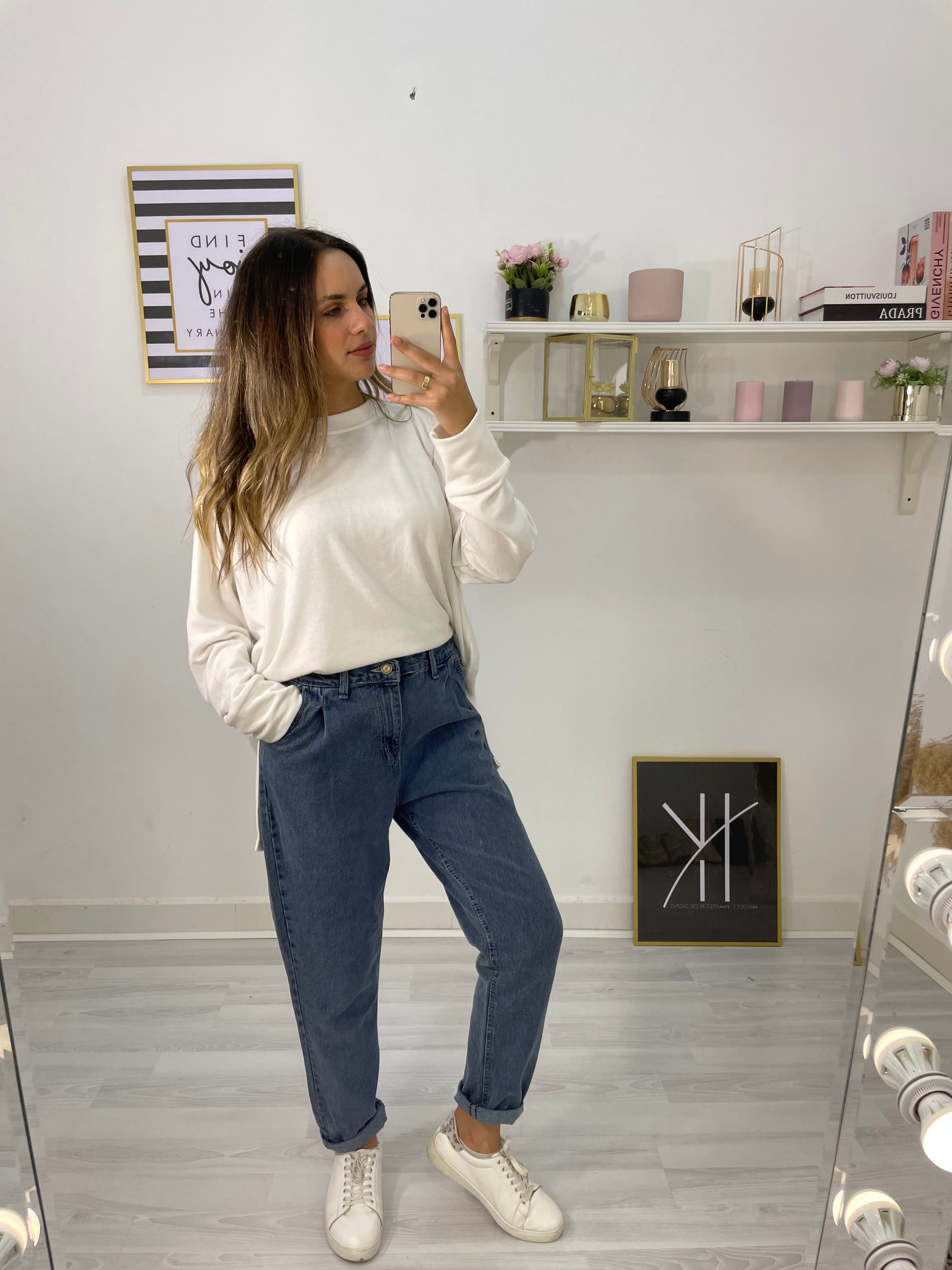 New Mom Fit Pants Jeans Blue