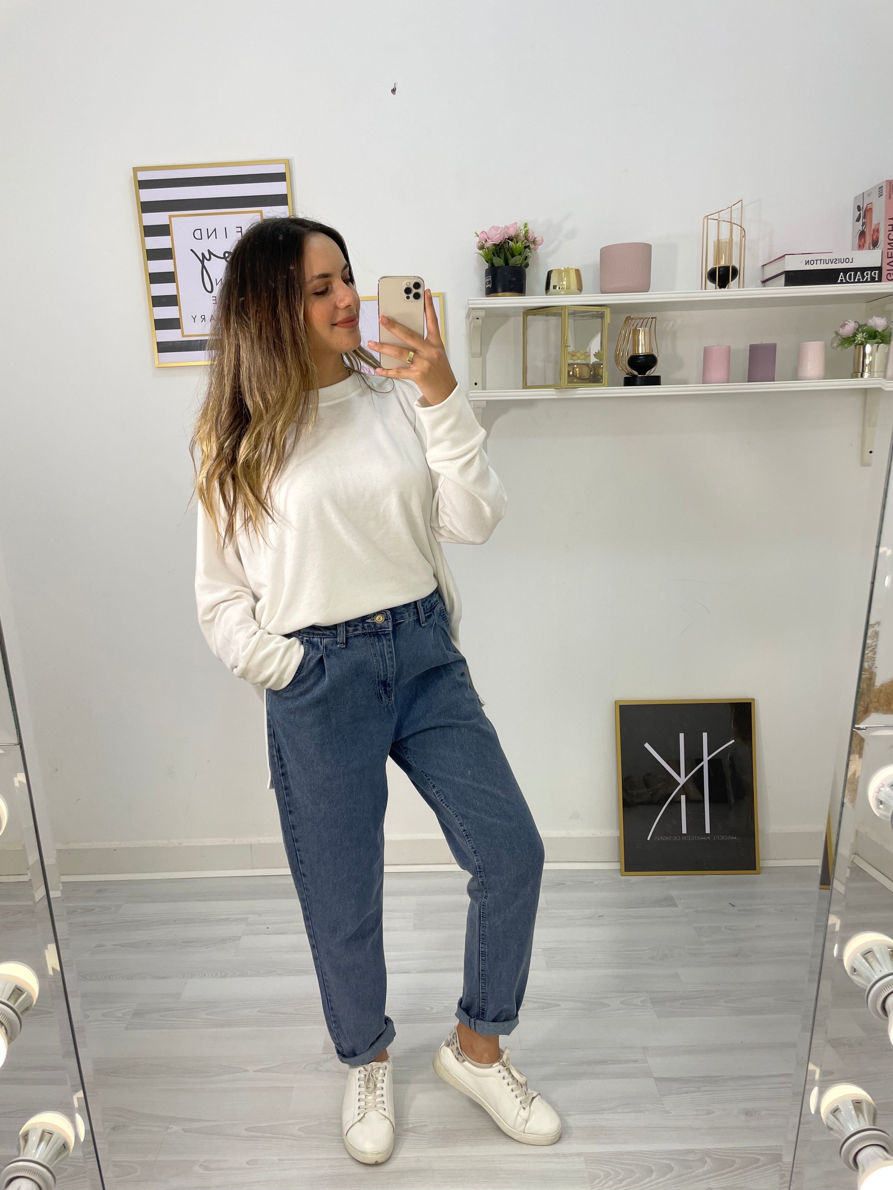 New Mom Fit Pants Jeans Blue