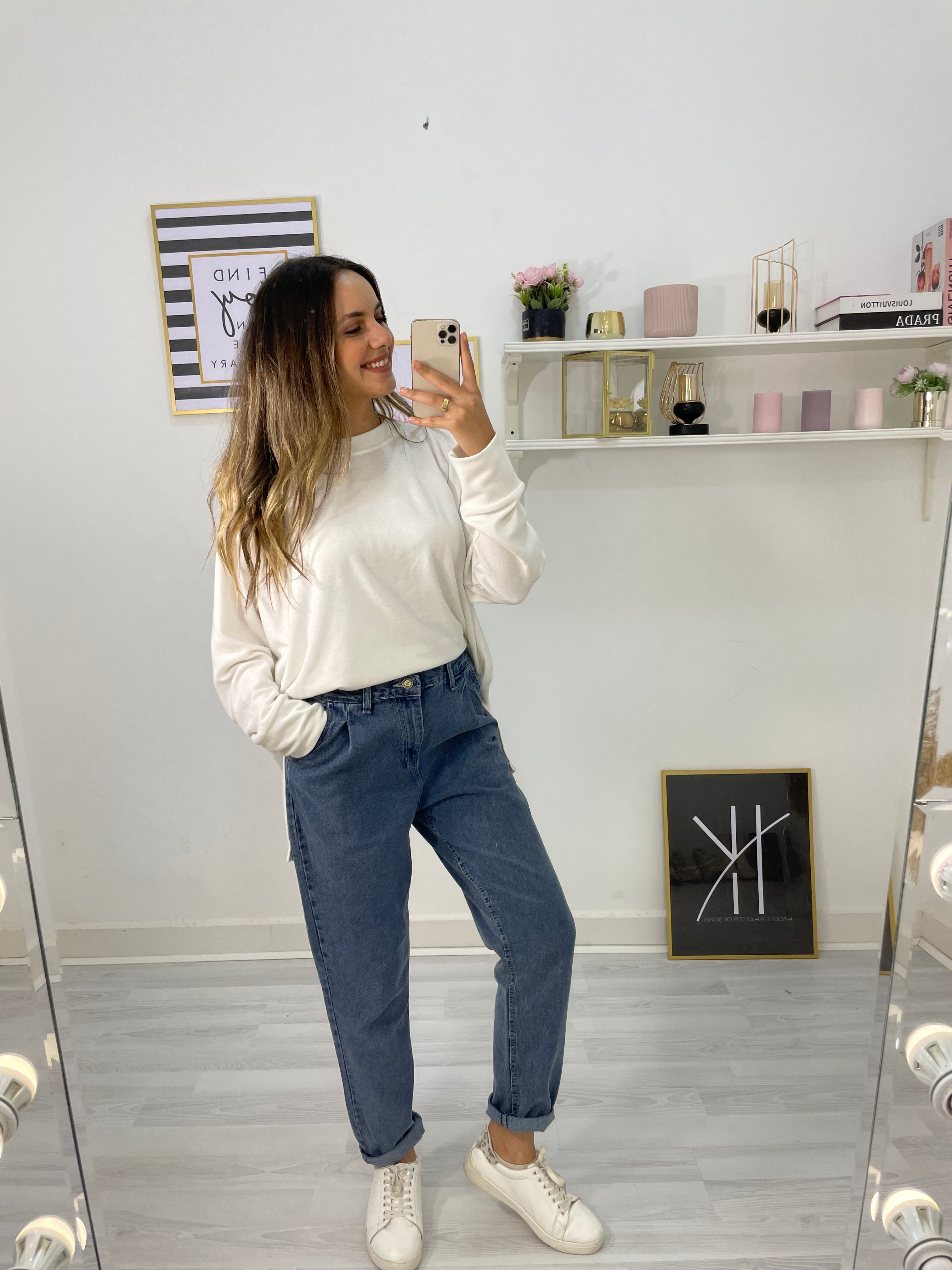New Mom Fit Pants Jeans Blue
