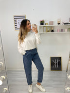 New Mom Fit Pants Jeans Blue