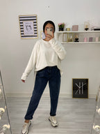 New Mom Fit Pants Jeans Acid Wash