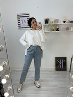 New Mom Fit Pants Jeans Ice