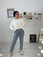 New Mom Fit Pants Jeans Ice