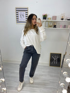 New Mom Fit Jeans Pants Greyish Black