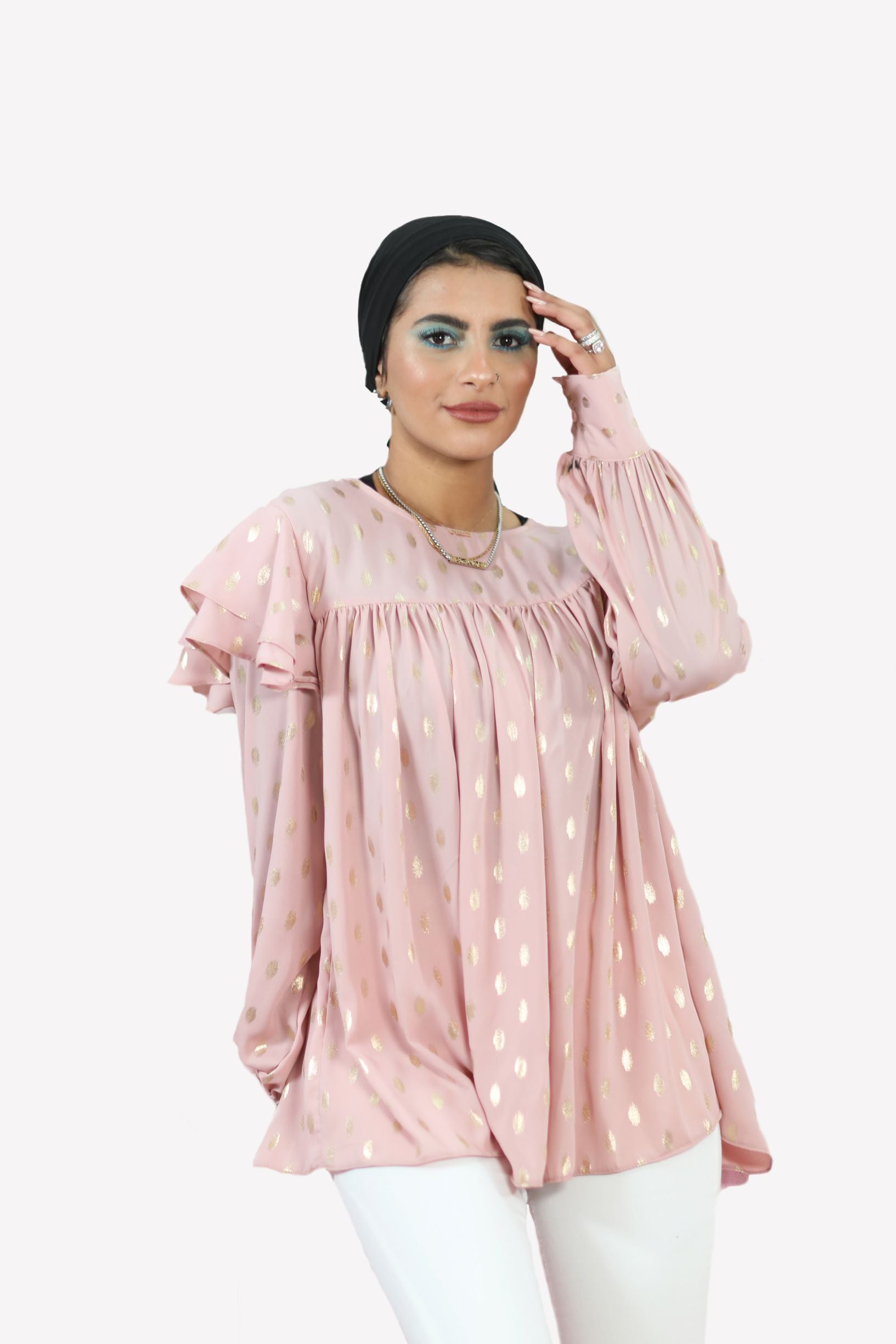 Shine Sparkle Blouse Nude Pink