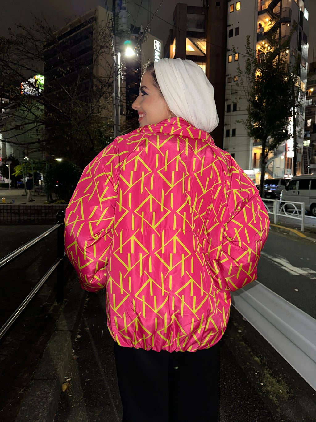 Monogram Puff Waterproof Jacket Pink Sunrise