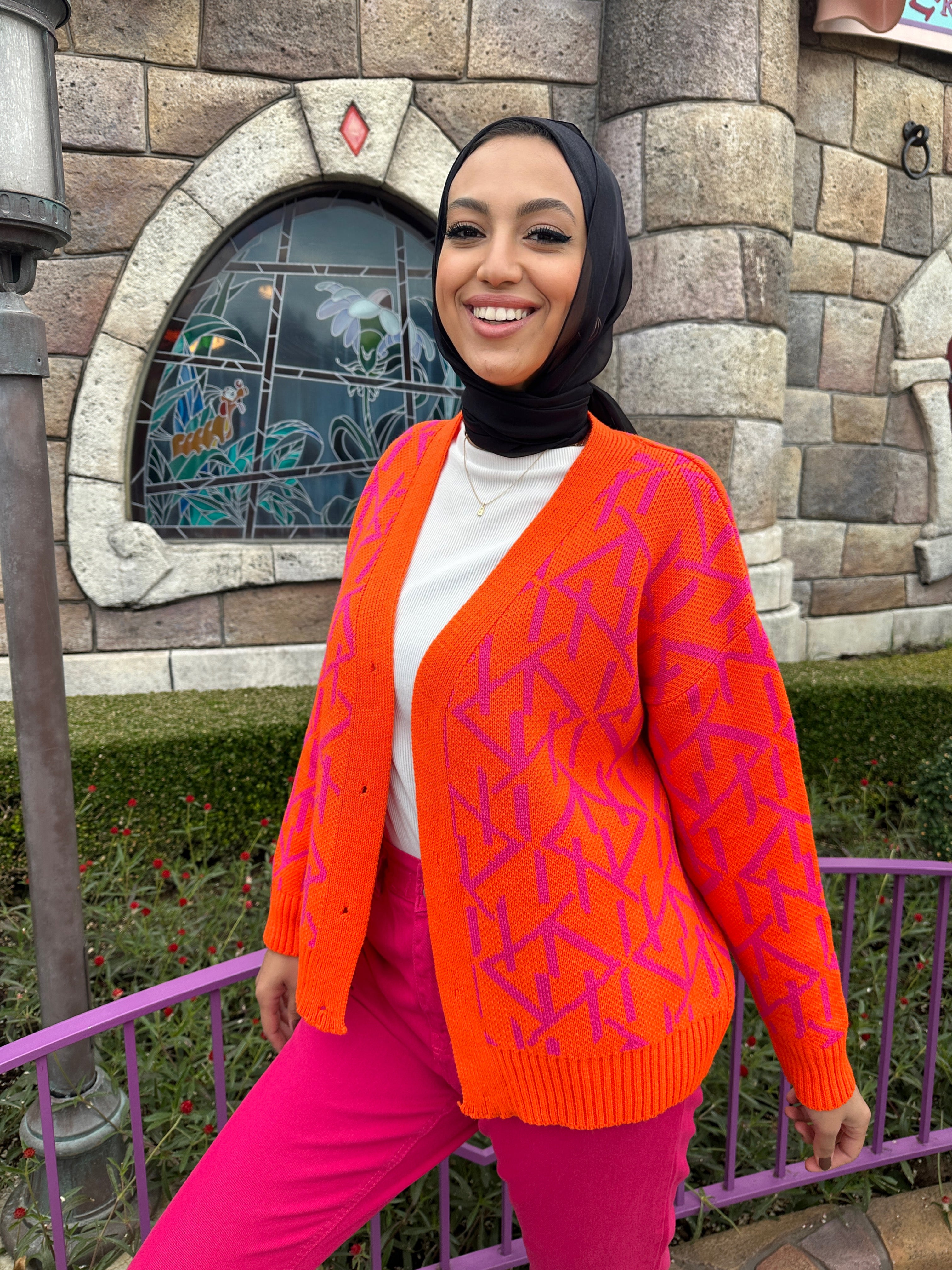 Monogram Cardigan Orange Taro