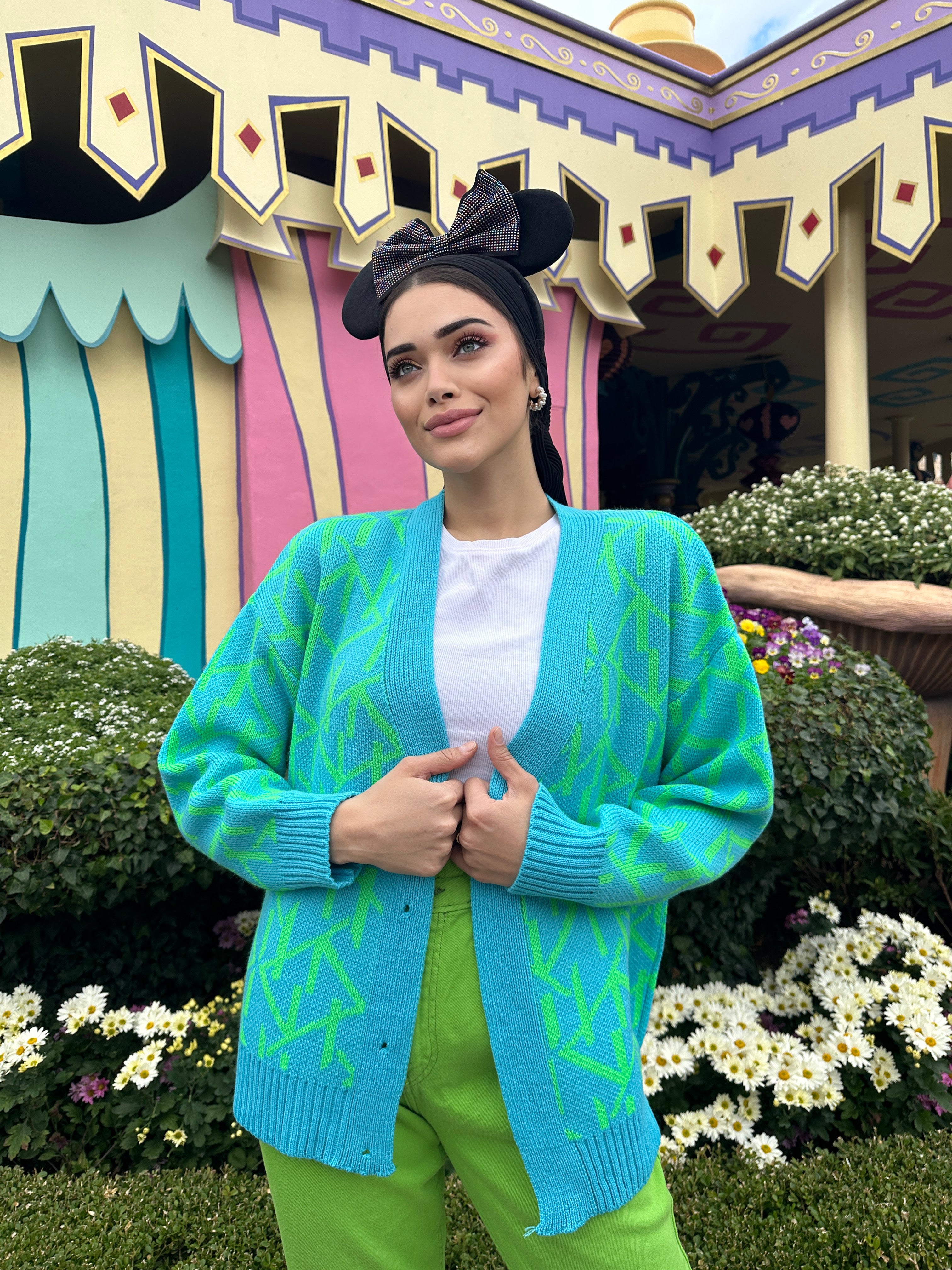 Monogram Cardigan True Neon